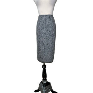 Tahari black tweed virgin wool pencil midi skirt size 6